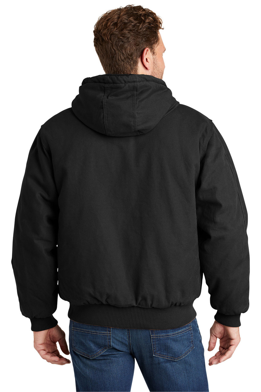 CornerStone® Washed Duck Cloth Insulated Hooded Work Jacket. CSJ41 Black  Back