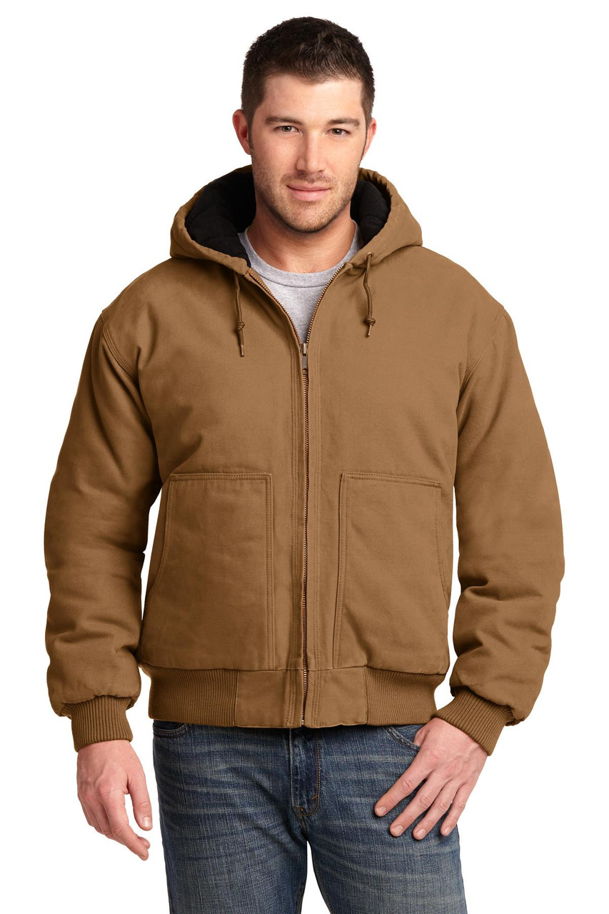 CornerStone® Washed Duck Cloth Insulated Hooded Work Jacket. CSJ41 Duck Brown