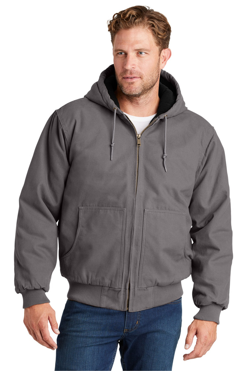 CornerStone® Washed Duck Cloth Insulated Hooded Work Jacket. CSJ41 Metal Grey