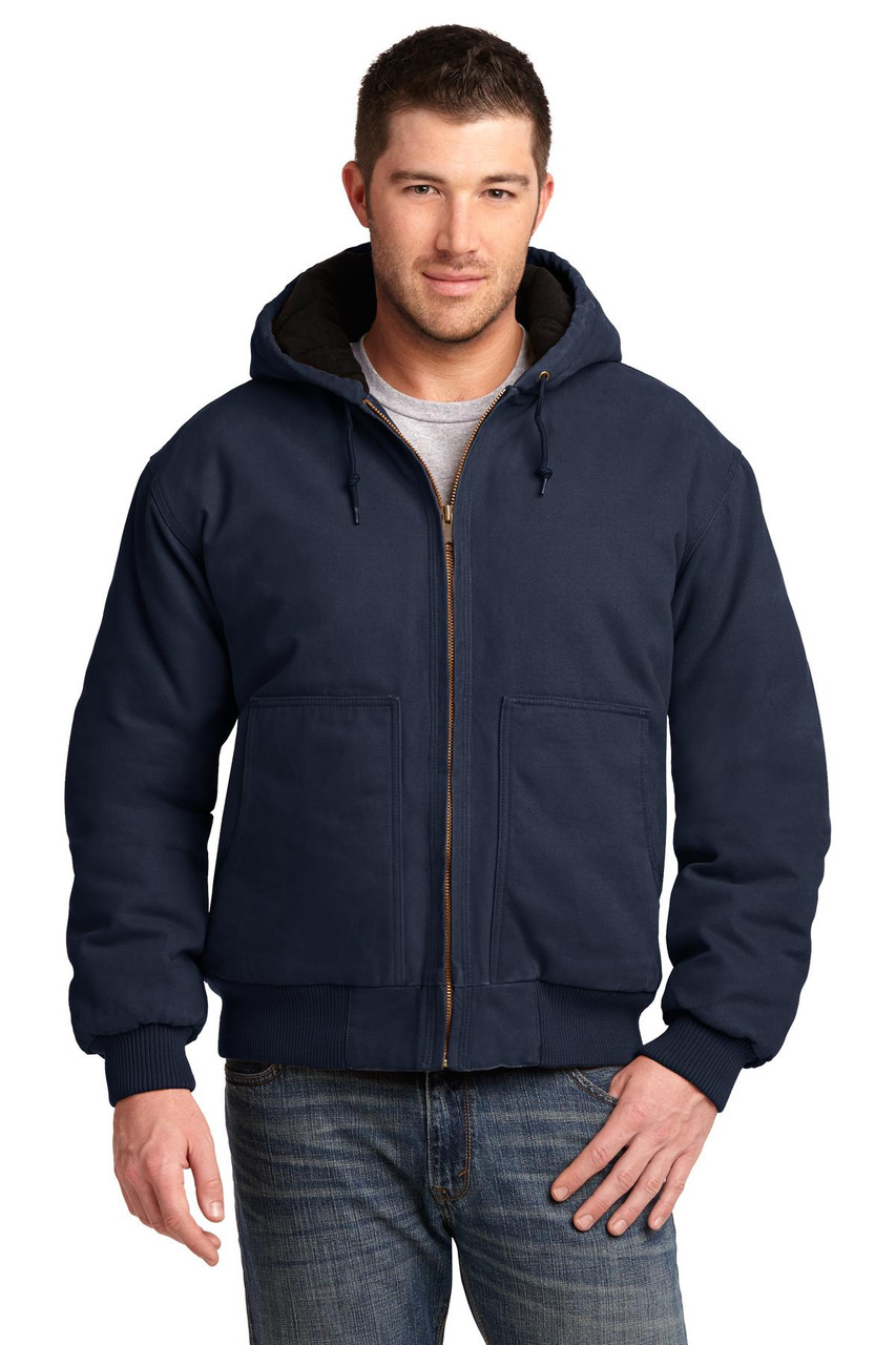 CornerStone® Washed Duck Cloth Insulated Hooded Work Jacket. CSJ41 Navy