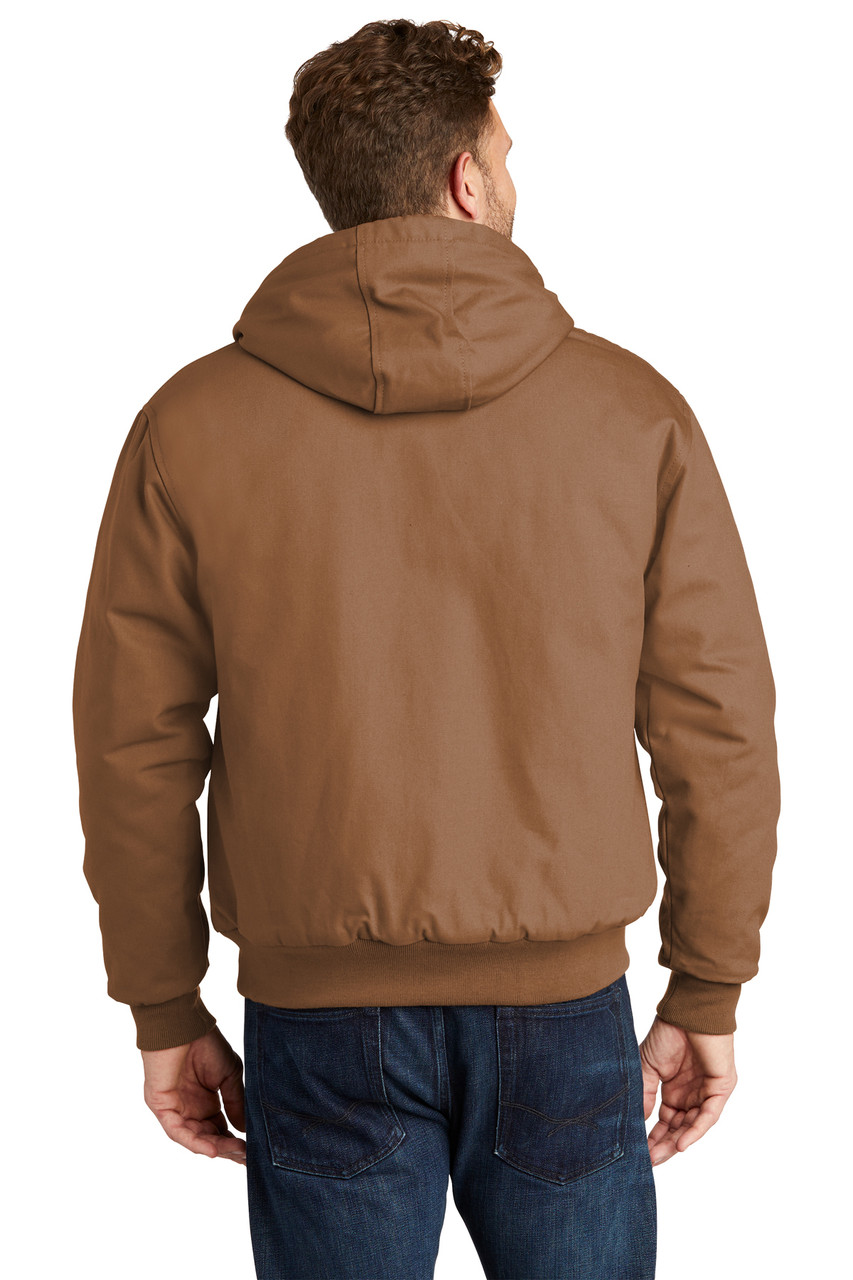 CornerStone® - Duck Cloth Hooded Work Jacket.  J763H Duck Brown  Back