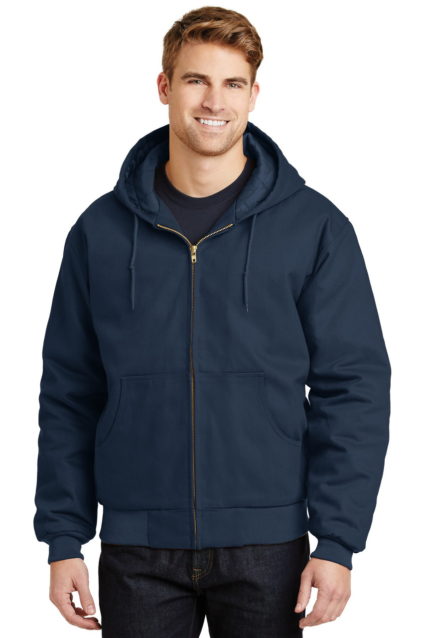 CornerStone® - Duck Cloth Hooded Work Jacket.  J763H Navy