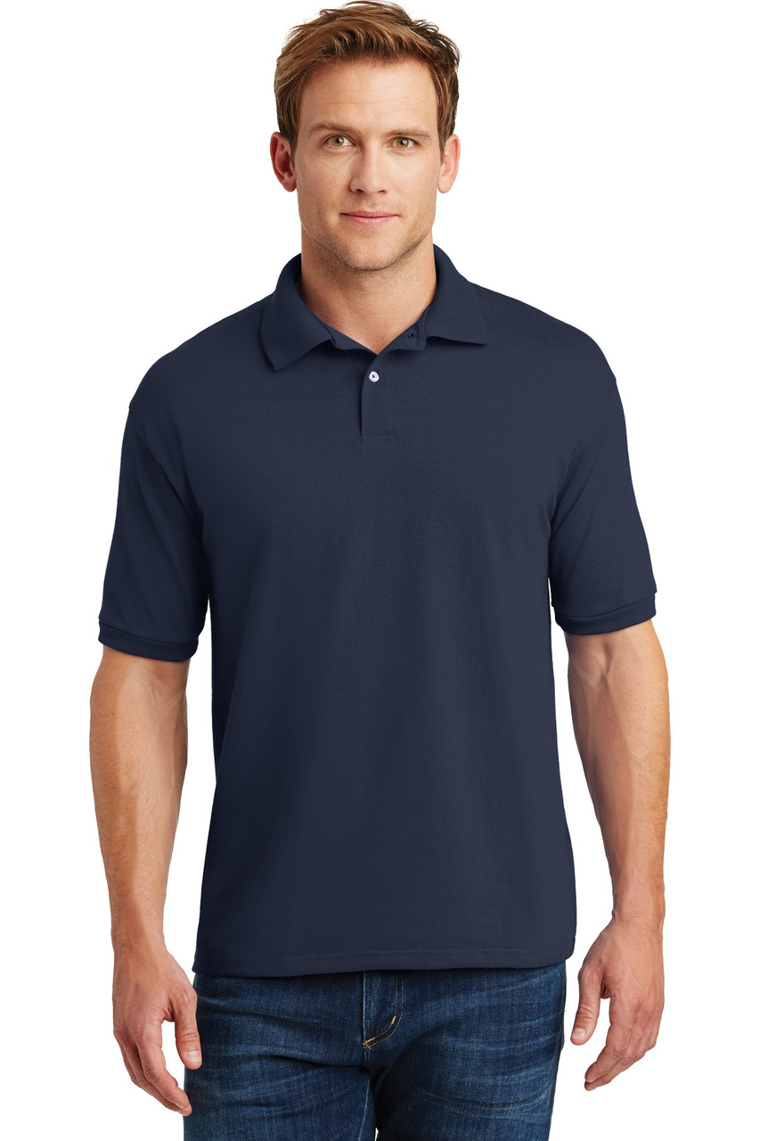 Hanes® EcoSmart® - 5.2-Ounce Jersey Knit Sport Shirt. 054X Navy