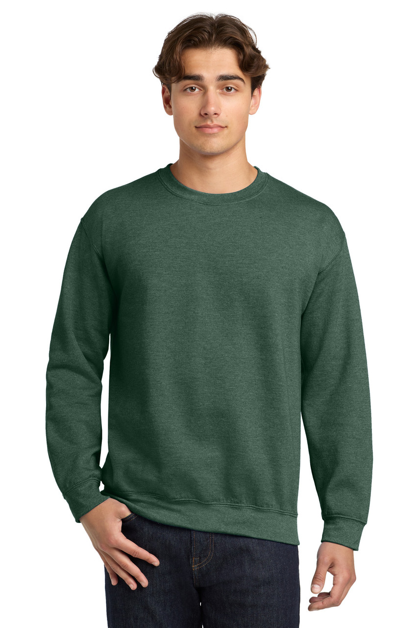 Gildan® Heavy Blend™ Crewneck Sweatshirt.  18000 Heather Dark Green