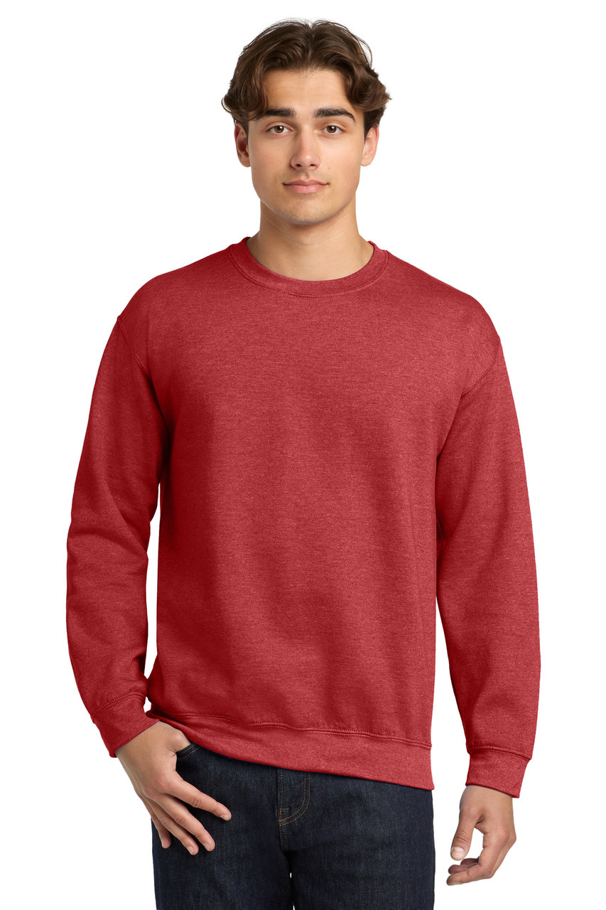 Gildan® Heavy Blend™ Crewneck Sweatshirt.  18000 Heather Scarlet Red