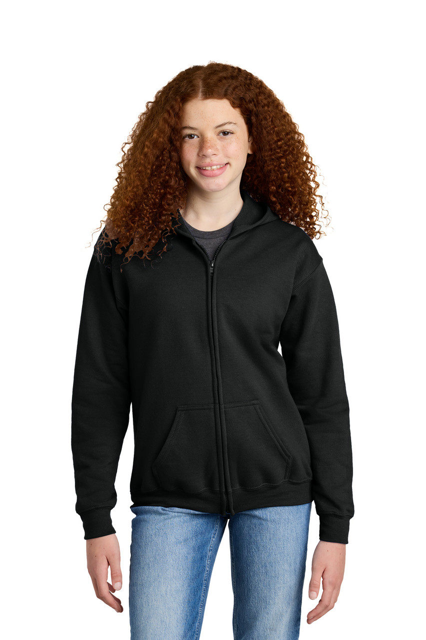 Gildan? Youth Heavy Blend? Full-Zip Hooded Sweatshirt. 18600B Black