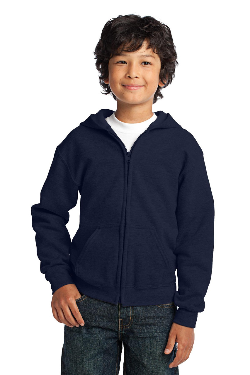 Gildan® Youth Heavy Blend™ Full-Zip Hooded Sweatshirt. 18600B Navy