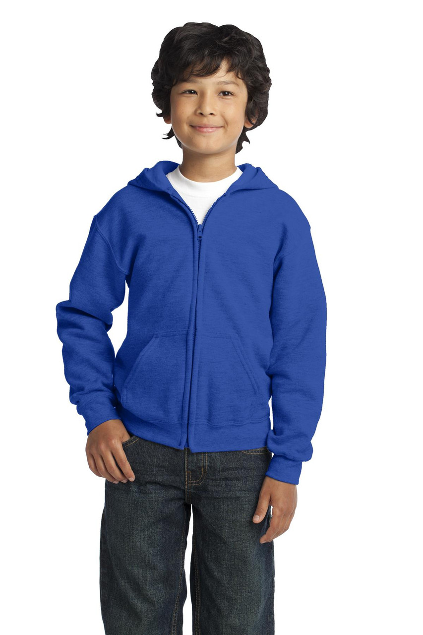 Gildan® Youth Heavy Blend™ Full-Zip Hooded Sweatshirt. 18600B Royal