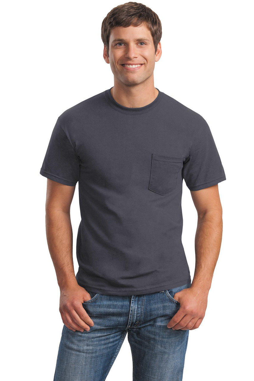 Gildan® - Ultra Cotton® 100% Cotton T-Shirt with Pocket.  2300 Charcoal