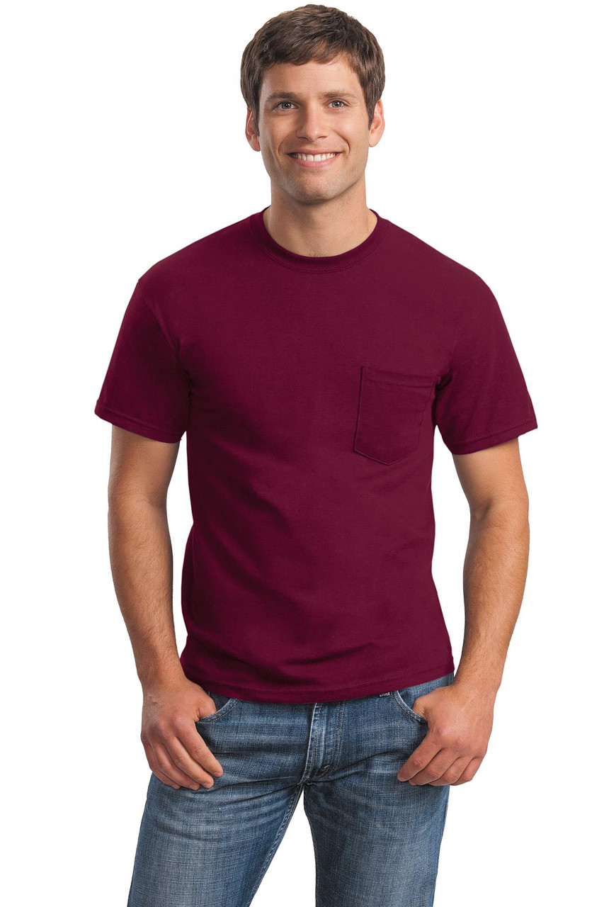 Gildan® - Ultra Cotton® 100% Cotton T-Shirt with Pocket.  2300 Maroon