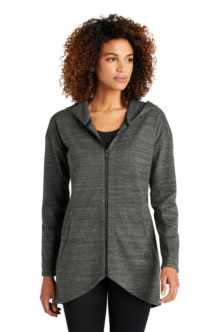 OGIO® Ladies Flux Full-Zip Hoodie LOG823 Tarmac Grey Heather