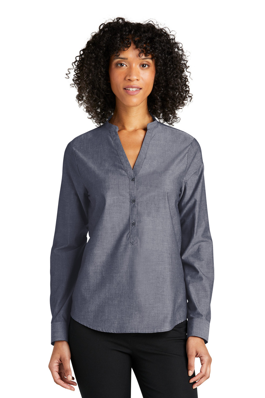 Port Authority® Ladies Long Sleeve Chambray Easy Care Shirt LW382 Estate Blue