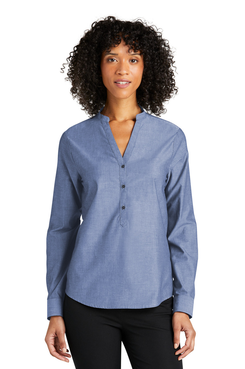 Port Authority® Ladies Long Sleeve Chambray Easy Care Shirt LW382 Moonlight Blue