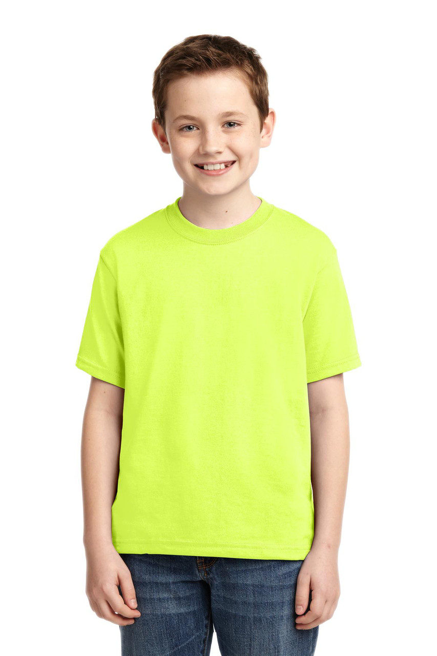 JERZEES® - Youth Dri-Power® 50/50 Cotton/Poly T-Shirt.  29B Safety Green