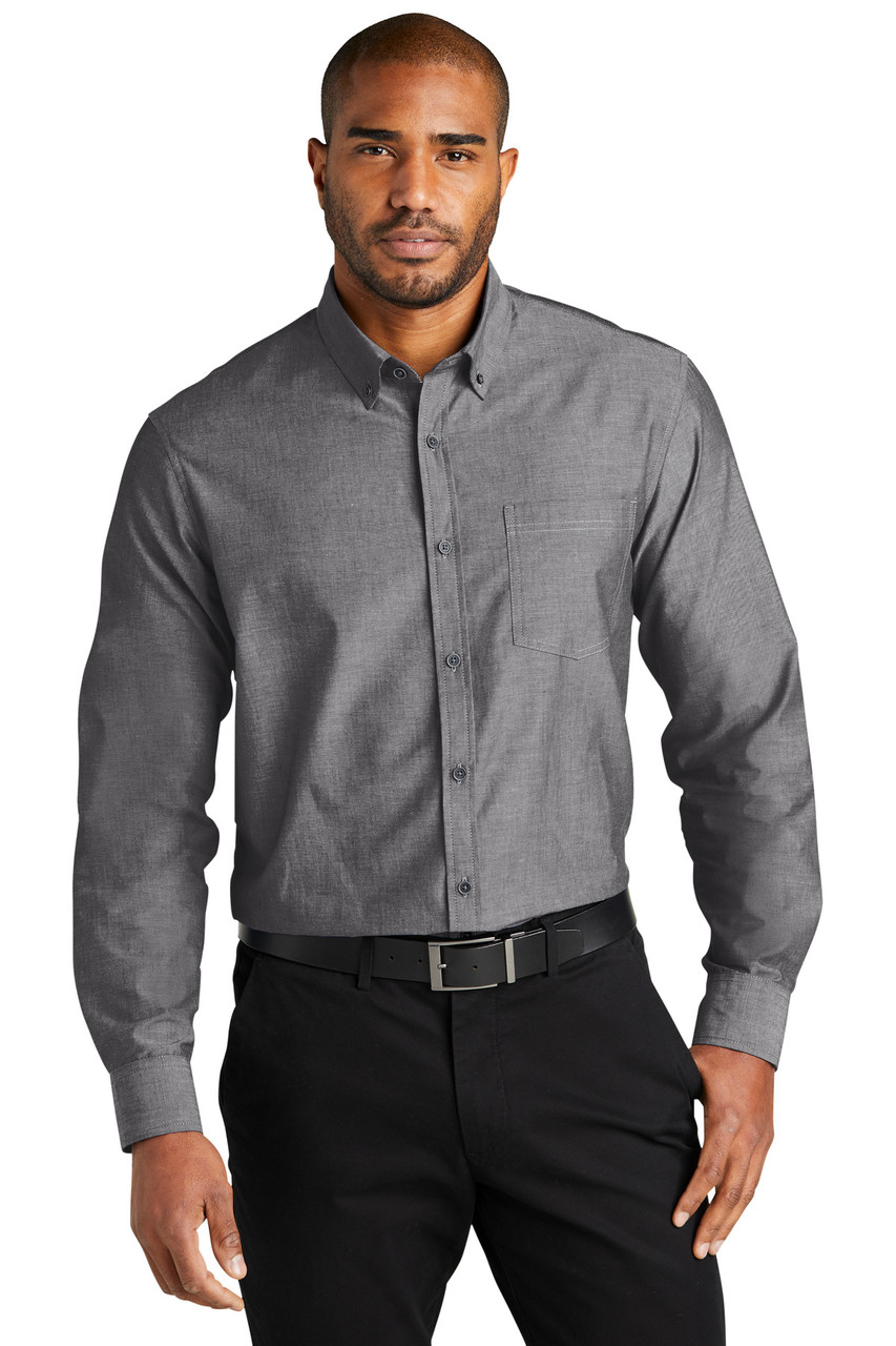 Port Authority® Long Sleeve Chambray Easy Care Shirt W382 Deep Black