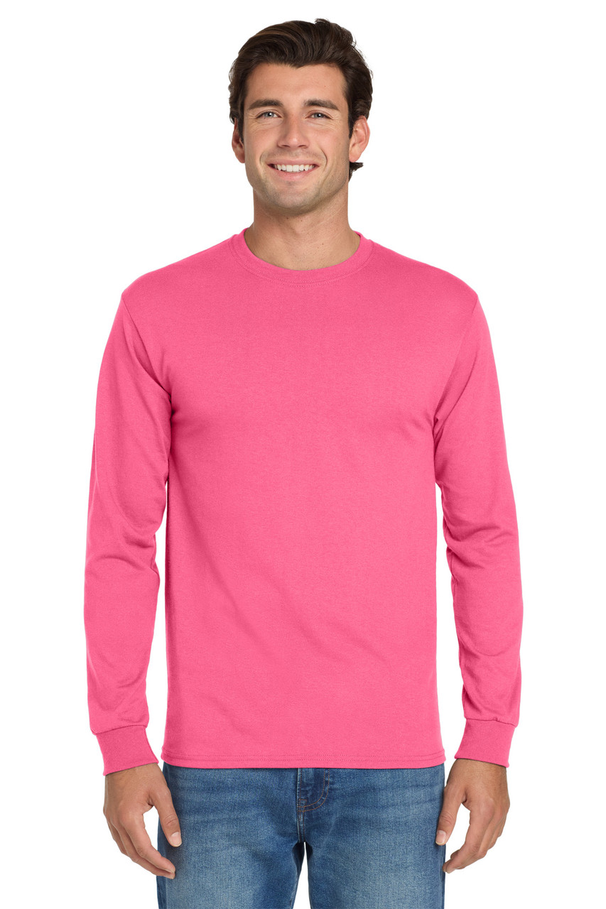 Jerzees® - Dri-Power® 50/50 Cotton/Poly Long Sleeve T-Shirt.  29LS Neon Pink