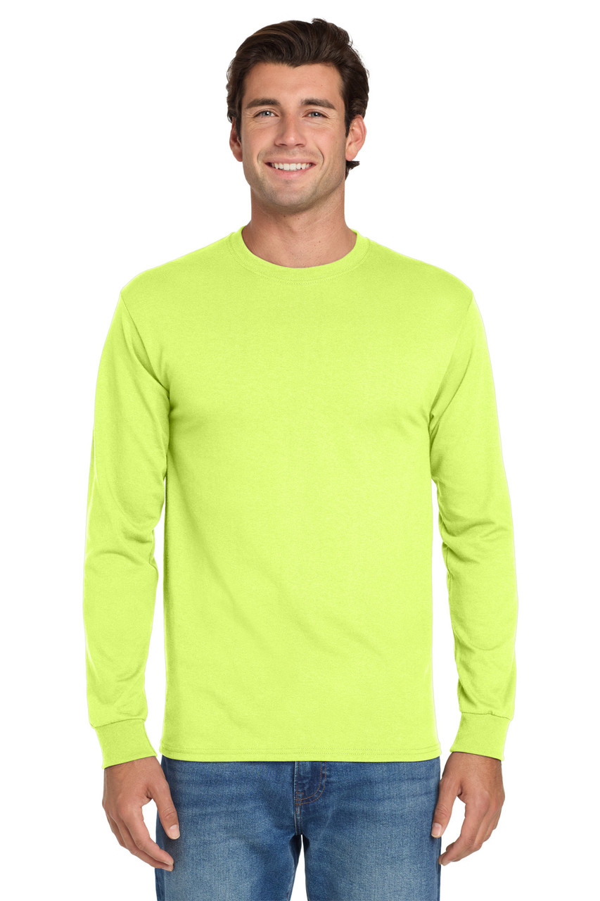 Jerzees® - Dri-Power® 50/50 Cotton/Poly Long Sleeve T-Shirt.  29LS Safety Green