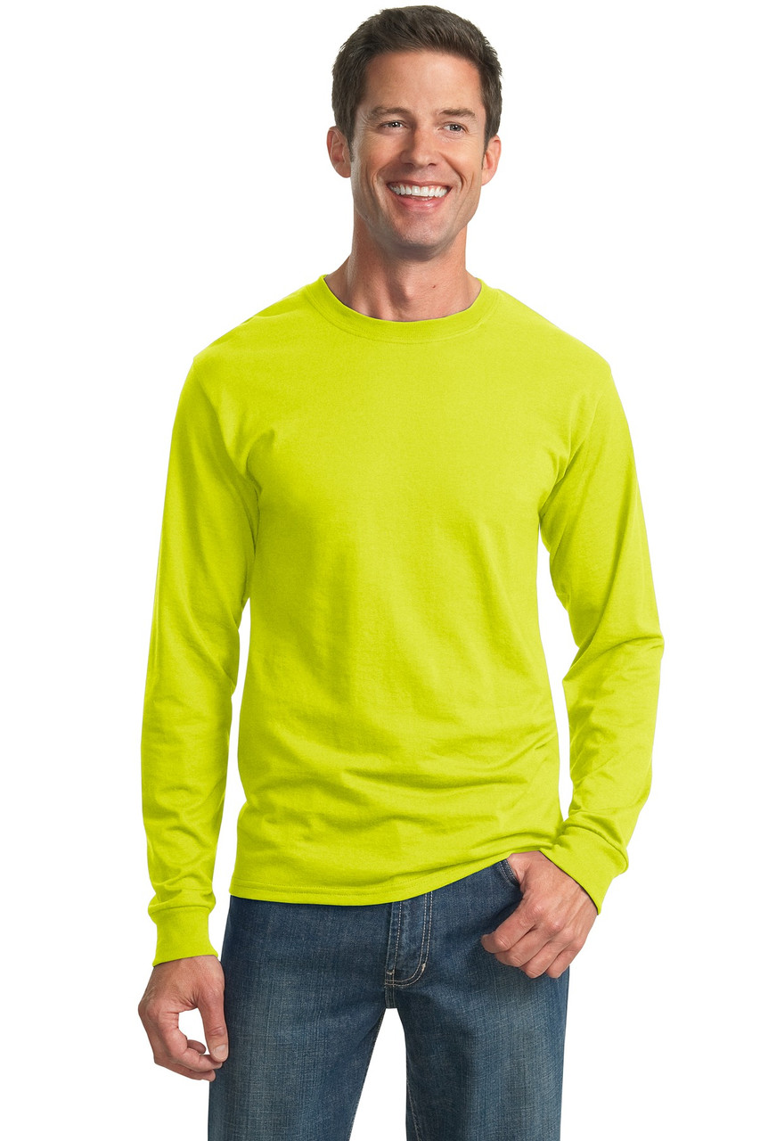 JERZEES® - Dri-Power® 50/50 Cotton/Poly Long Sleeve T-Shirt.  29LS Safety Green