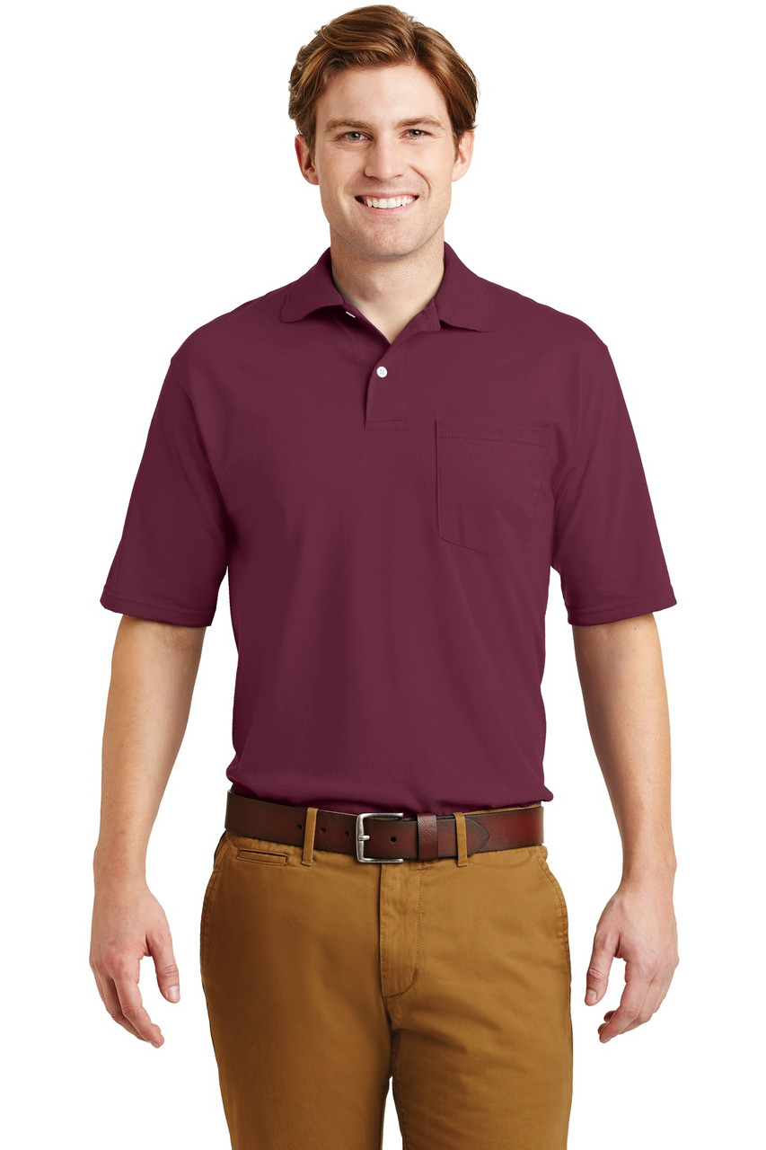 JERZEES® -SpotShield™ 5.6-Ounce Jersey Knit Sport Shirt with Pocket. 436MP Maroon