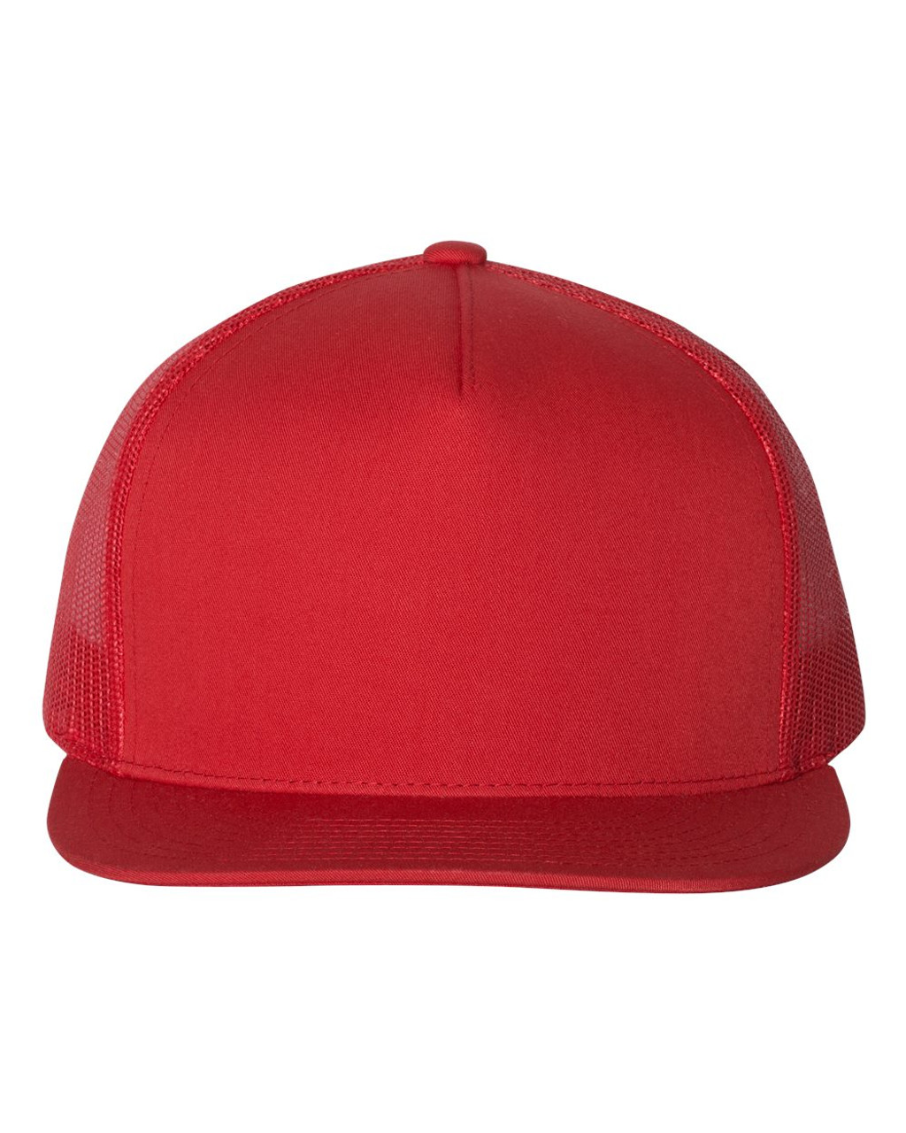 Flat Bill Trucker Cap - 6006 Red