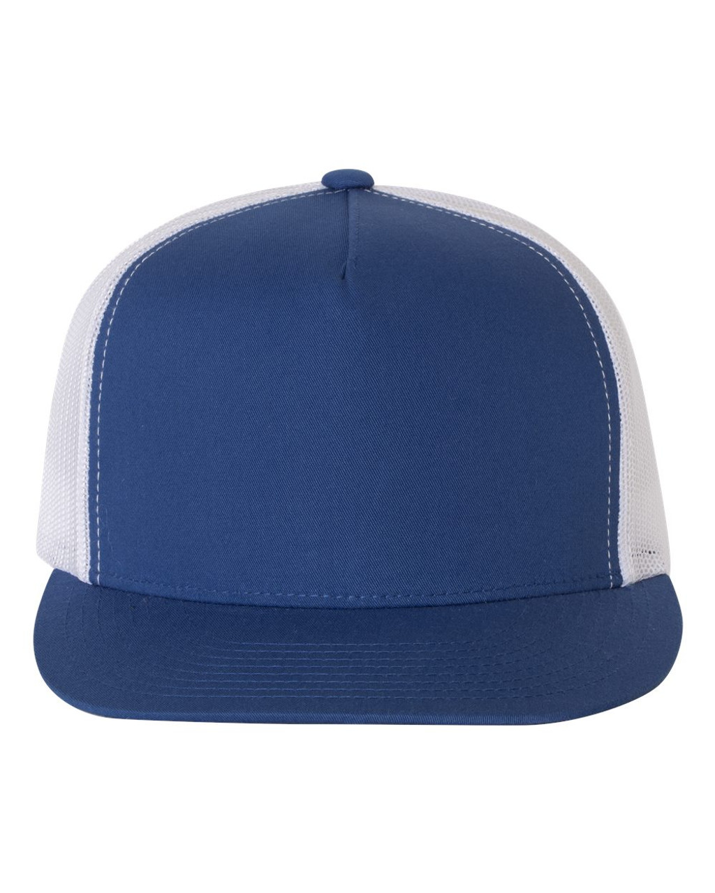 Flat Bill Trucker Cap - 6006 Royal/ White