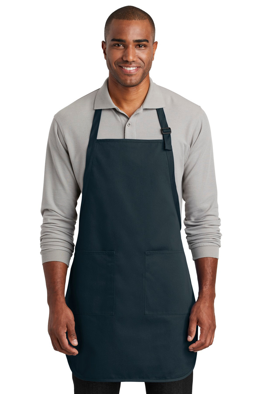 Port Authority ® Full-Length Two-Pocket Bib Apron. A600 Navy