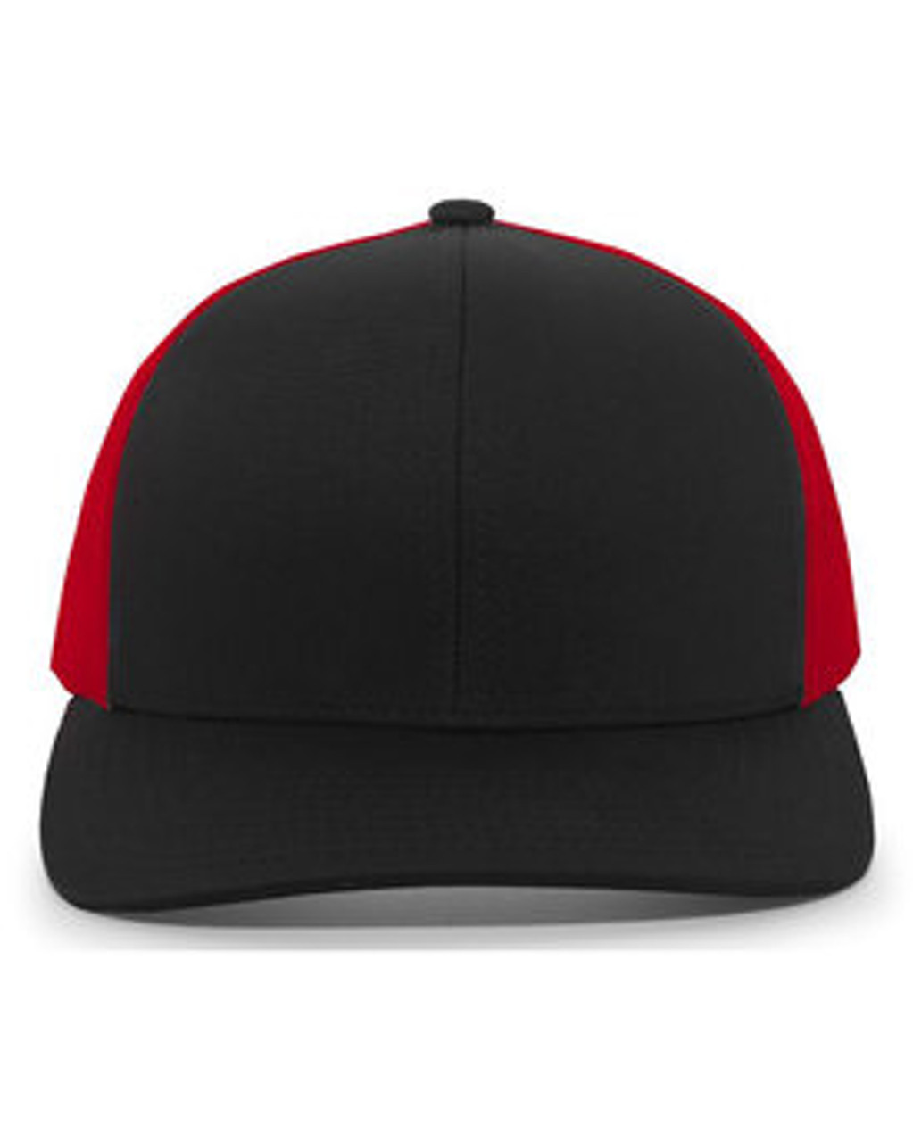 Trucker Snapback Hat 104C BLACK/ RED/ BLK