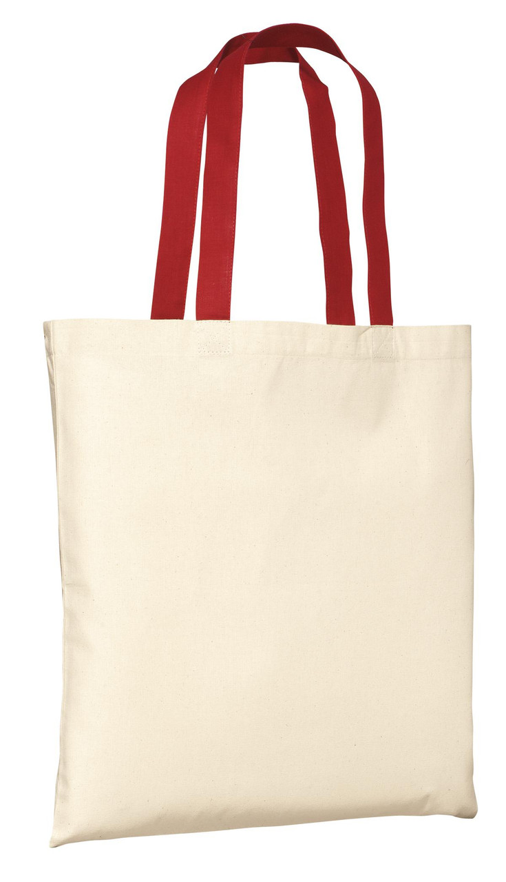 Port Authority® - Budget Tote.  B150 Natural/ Red