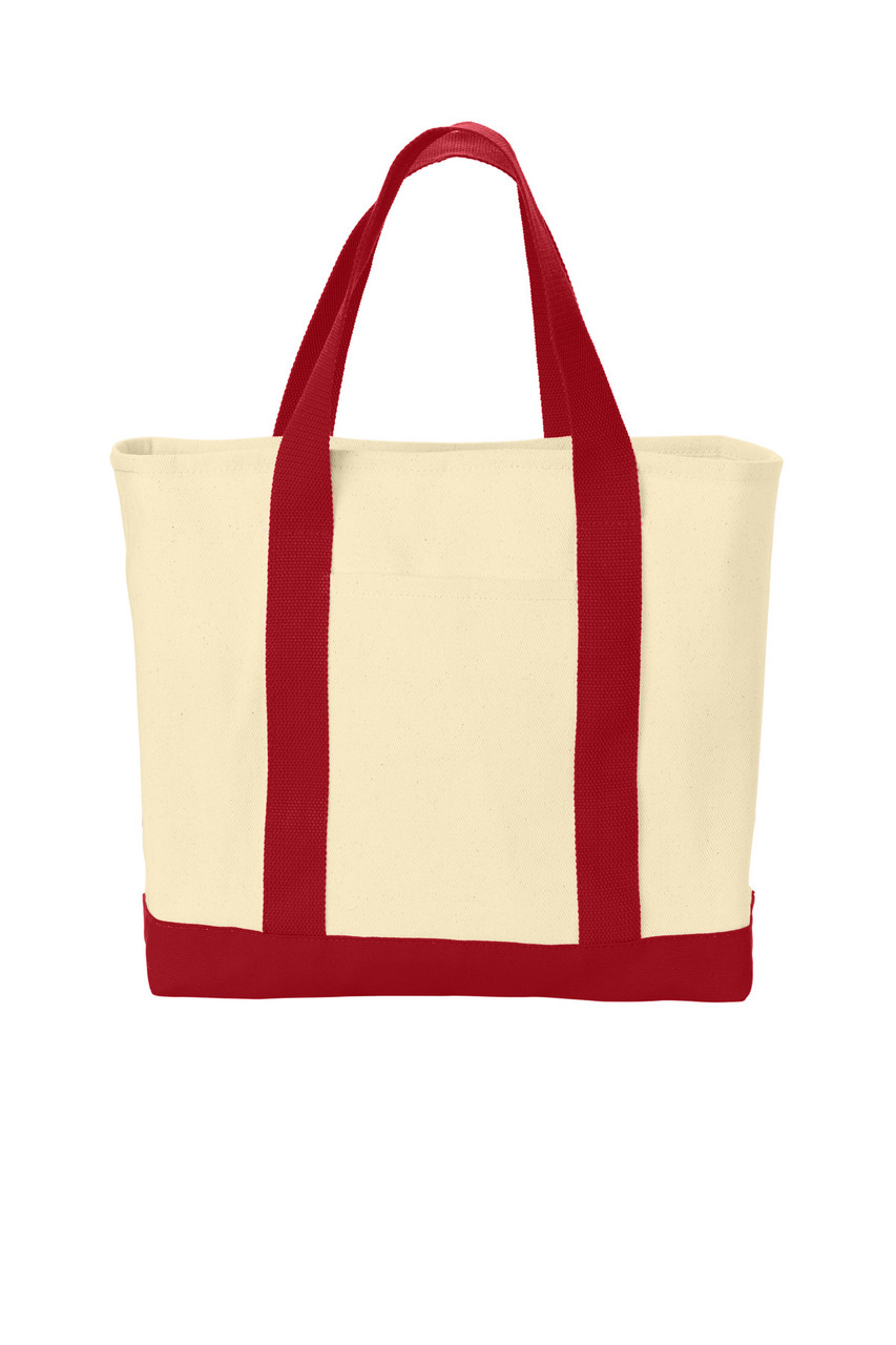 Port Authority® - Ideal Twill Two-Tone Shopping Tote.  B400 Natural/ Red