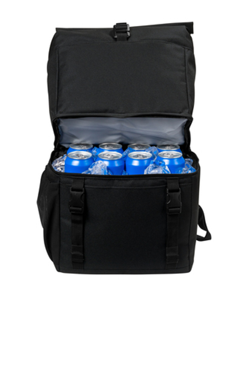 Port Authority® 18-Can Backpack Cooler BG501 Black Open