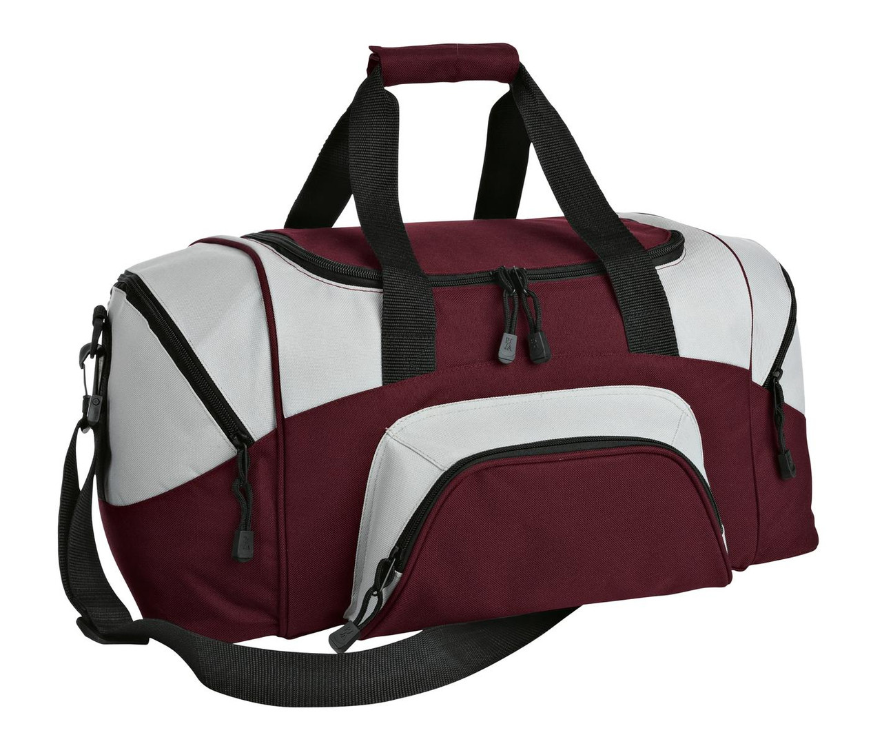 Port Authority® - Small Colorblock Sport Duffel. BG990S Maroon/ Grey