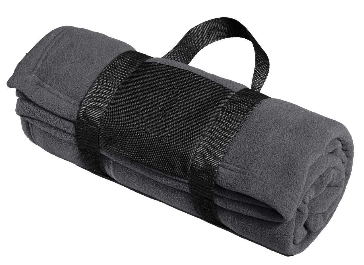 Port Authority® Fleece Blanket with Carrying Strap. BP20 Iron Grey