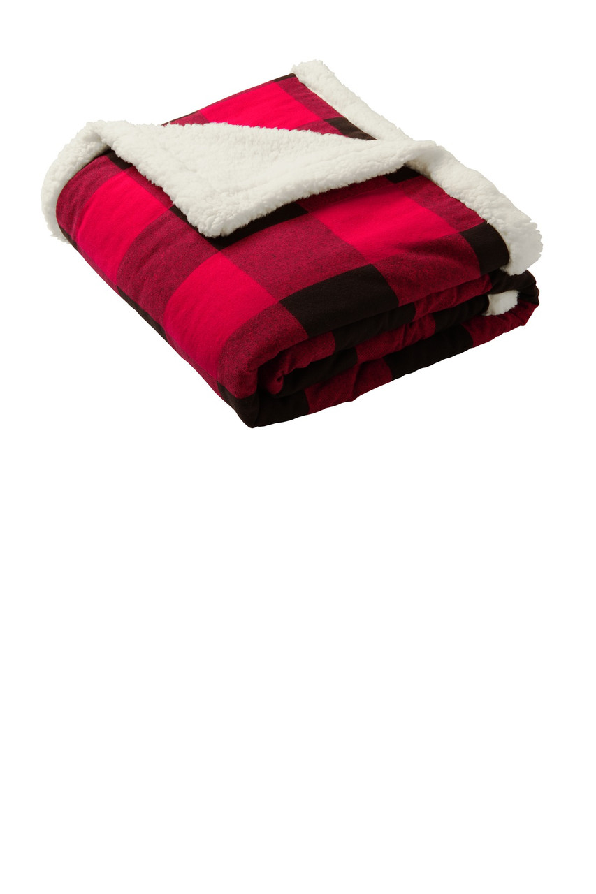 Port Authority ® Flannel Sherpa Blanket. BP43 Buffalo Plaid
