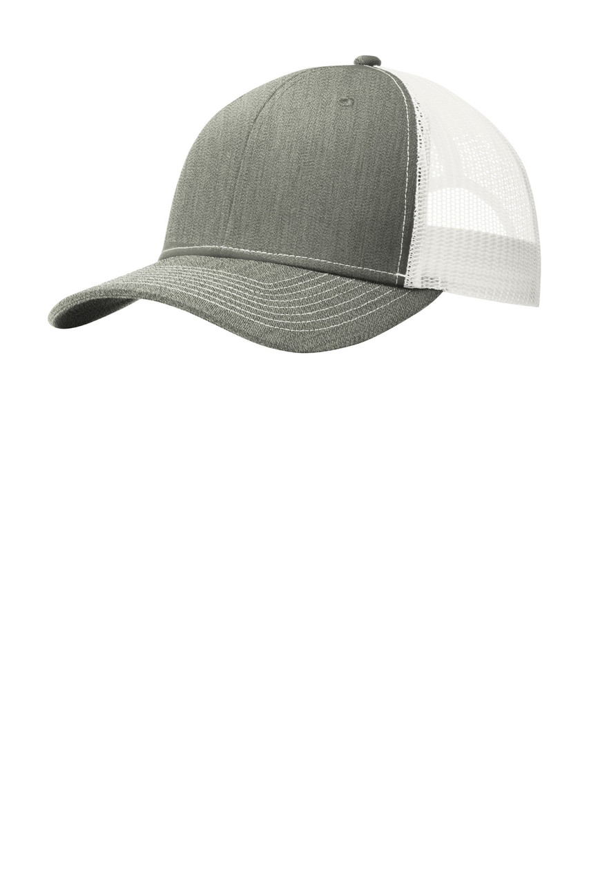 Port Authority® Snapback Trucker Cap. C112 Heather Grey/ White