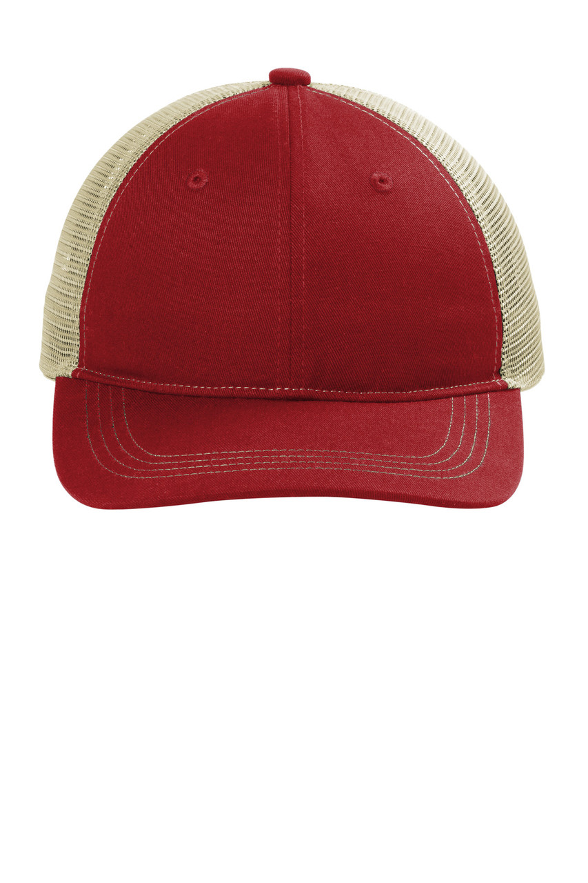 Port Authority® Unstructured Snapback Trucker Cap C119 Flame Red/ Tan