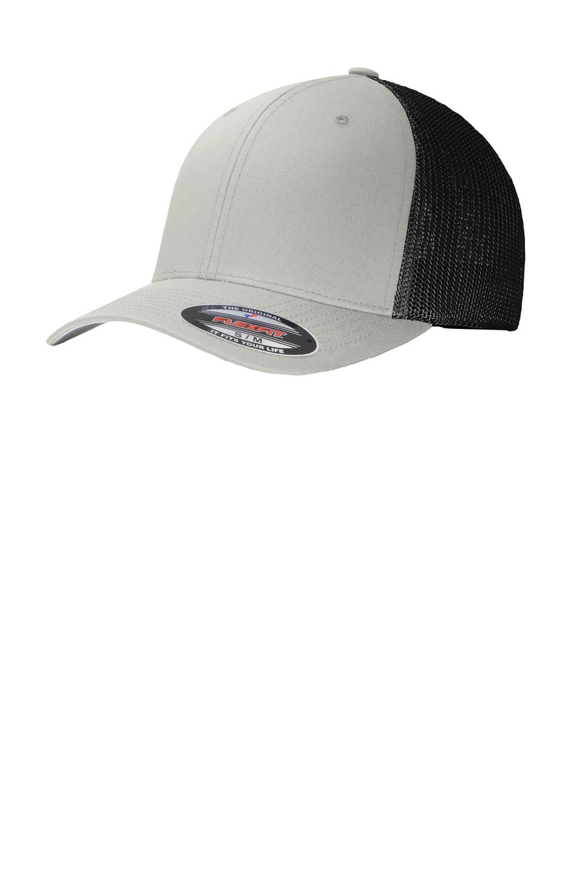 Port Authority® Flexfit® Mesh Back Cap. C812 Silver/ Black