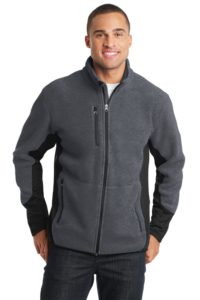 Port Authority® R-Tek® Pro Fleece Full-Zip Jacket. F227 Charcoal Heather/ Black