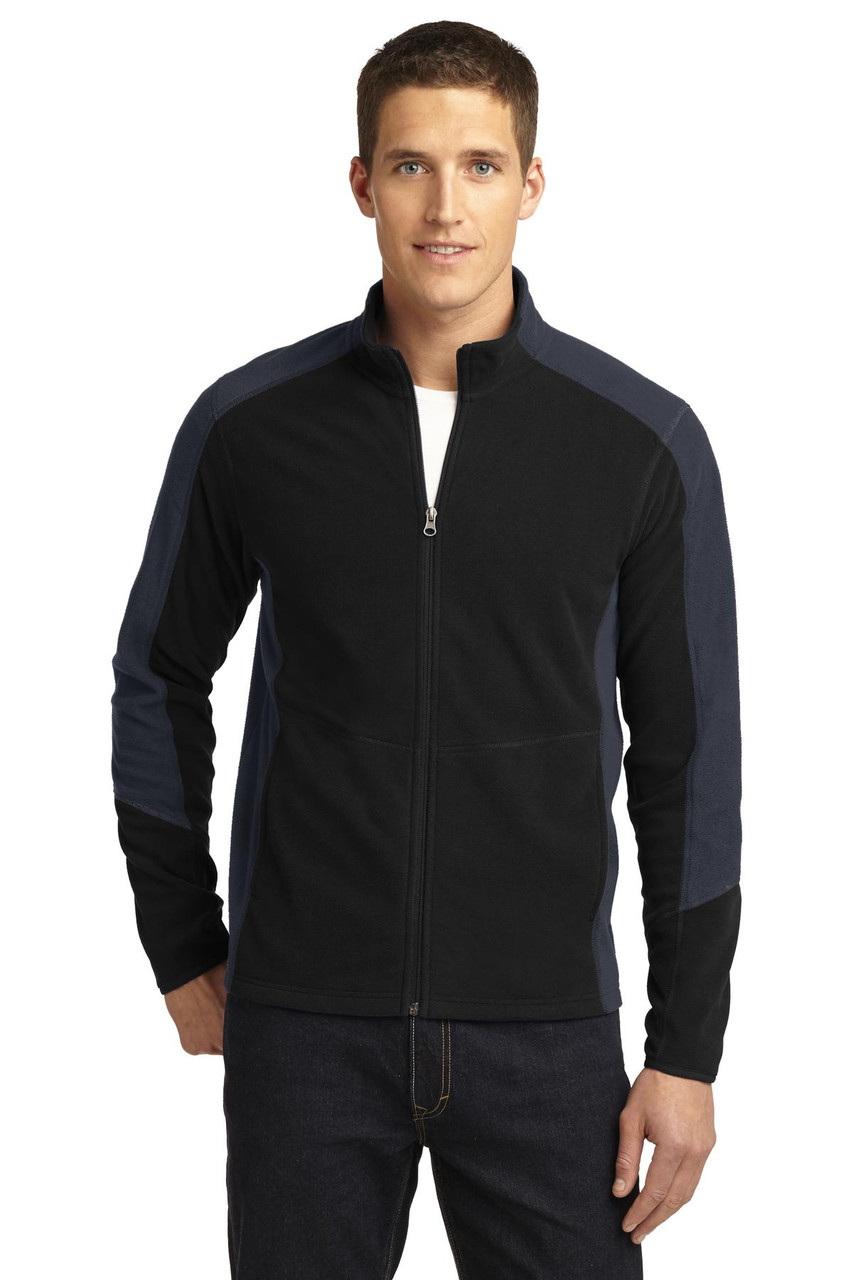 Port Authority® Colorblock Microfleece Jacket. F230 Black/ Battleship Grey