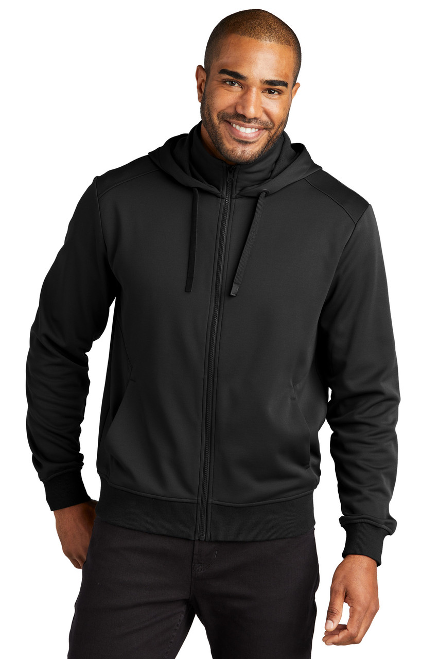 Port Authority® Smooth Fleece Hooded Jacket F814 Deep Black