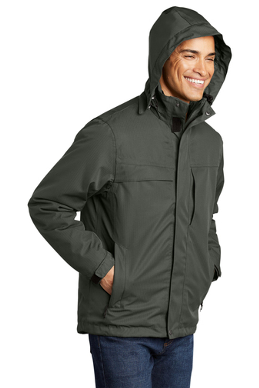 Port Authority® Herringbone 3-in-1 Parka. J302 Spruce Green Hood