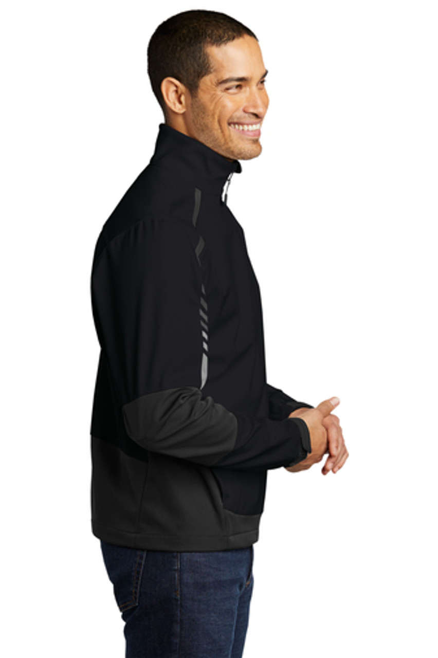 Port Authority® Embark Soft Shell Jacket. J307 Black/ Deep Grey Side