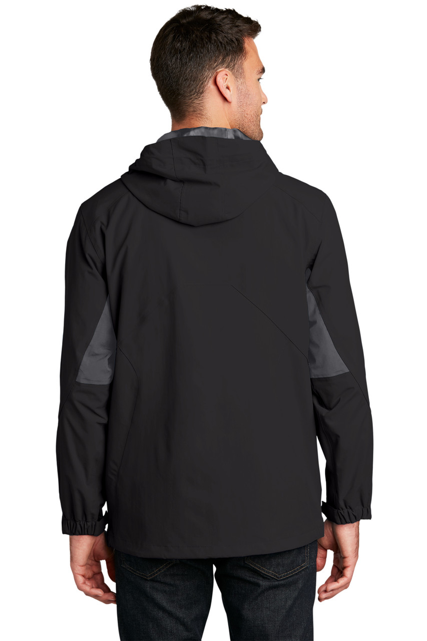 Port Authority® Cascade Waterproof Jacket.  J322 Black/ Magnet Back