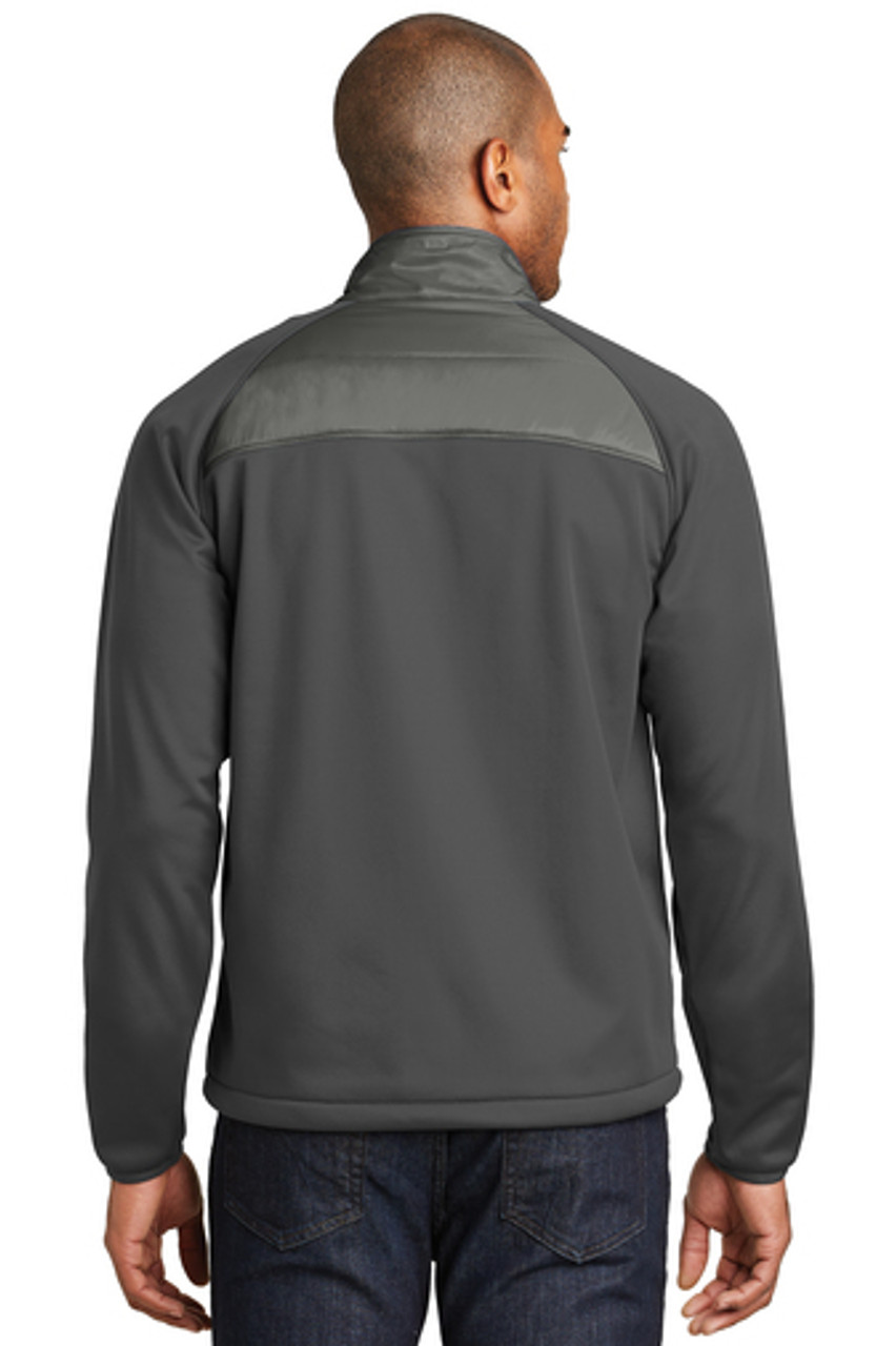 Port Authority® Hybrid Soft Shell Jacket. J787 Smoke Grey/ Grey Steel Back