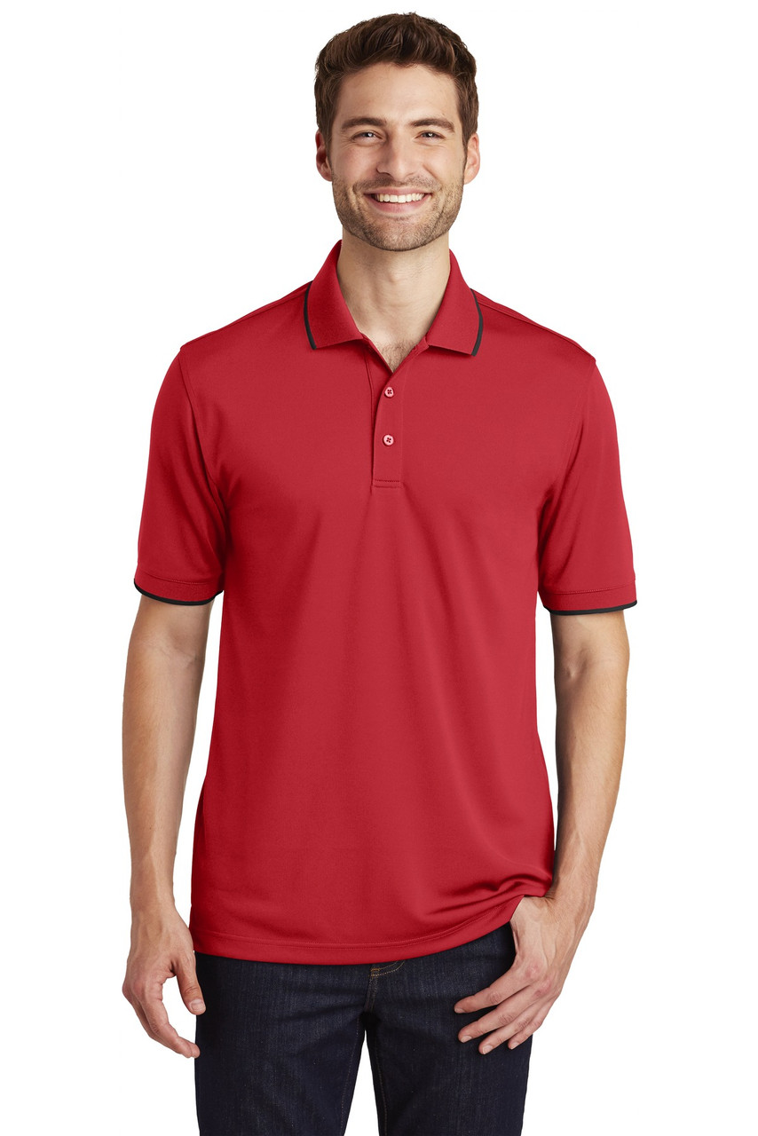 Port Authority® Dry Zone® UV Micro-Mesh Tipped Polo. K111 Rich Red/ Deep Black