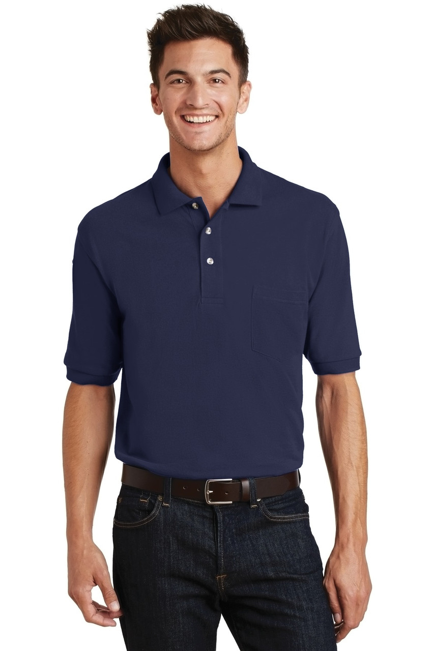 Port Authority® Heavyweight Cotton Pique Polo with Pocket.  K420P Navy