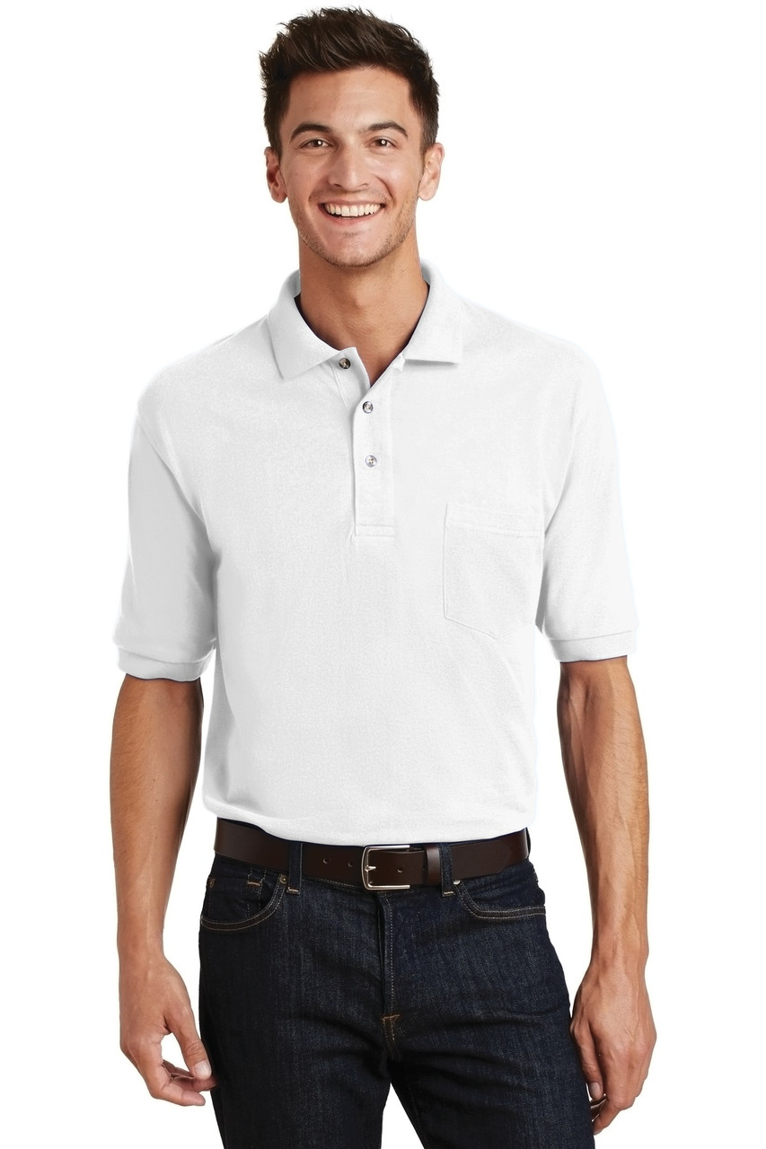 Port Authority® Heavyweight Cotton Pique Polo with Pocket.  K420P White