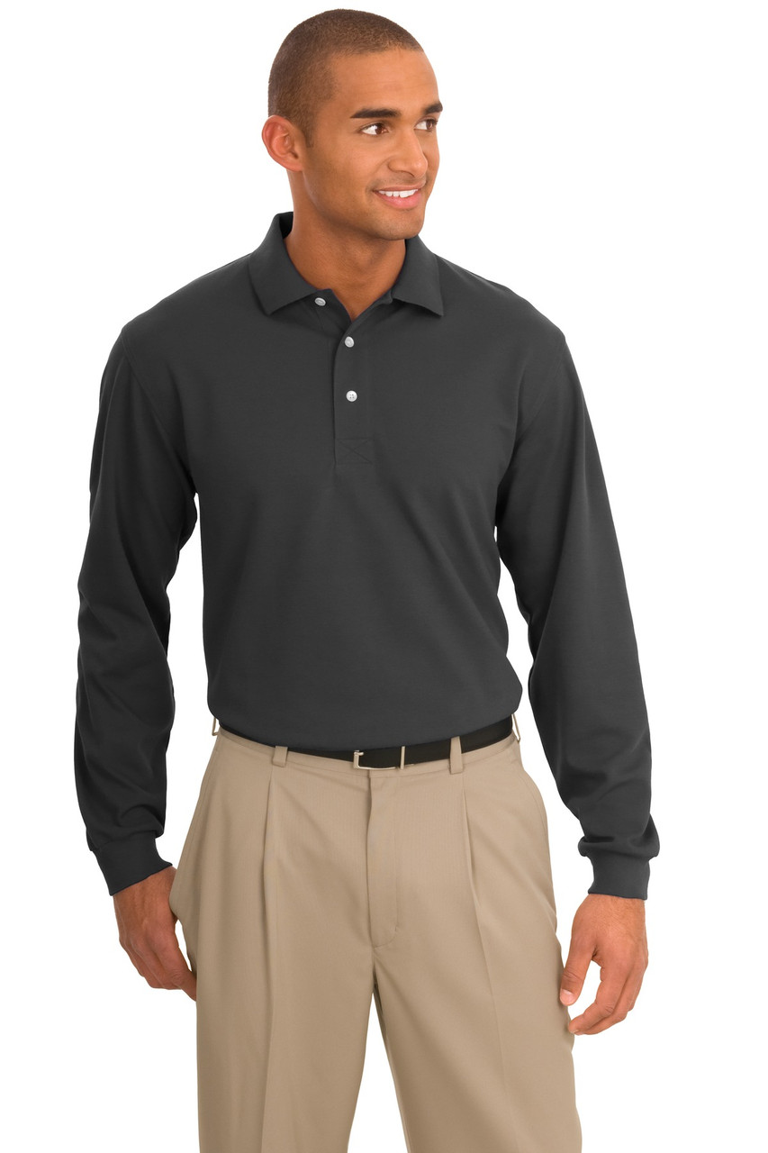 Port Authority® Rapid Dry™ Long Sleeve Polo.  K455LS Charcoal