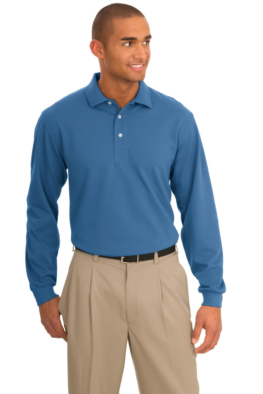 Port Authority® Rapid Dry™ Long Sleeve Polo.  K455LS Riviera Blue XS