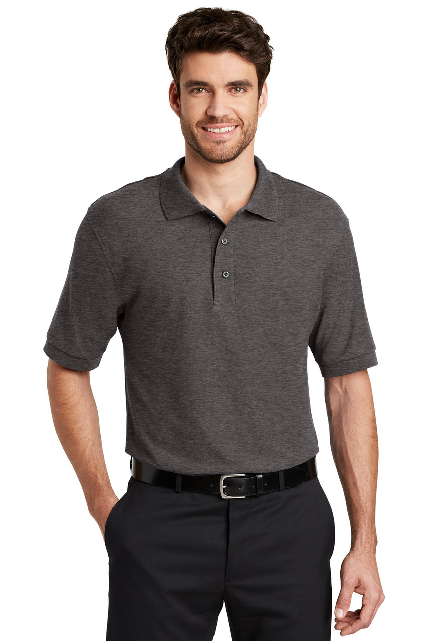 Port Authority® Extended Size Silk Touch™ Polo.   K500ES Charcoal Heather Grey