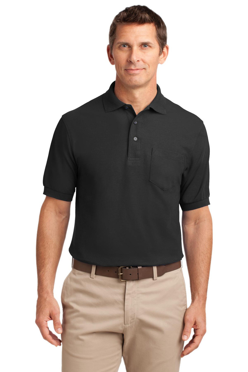 Port Authority® Silk Touch™ Polo with Pocket.  K500P Black